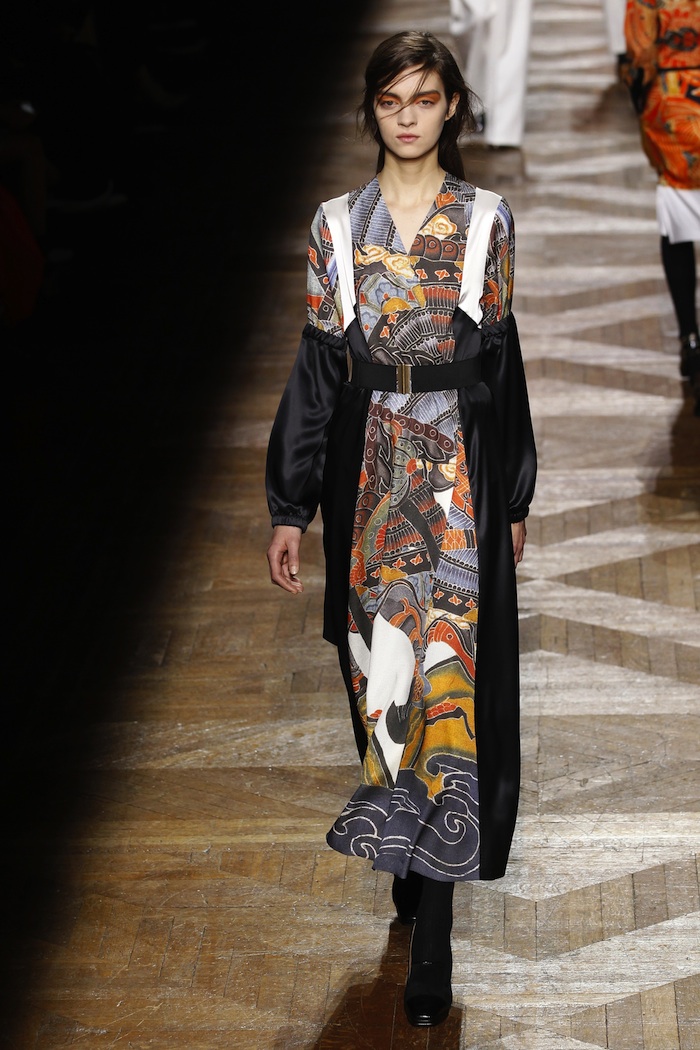A model presents a creation by Belgian designer Dries Van Noten as part of hisFall/Winter 2012-2013 women's ready-to-wear fashion show during Paris fashion week