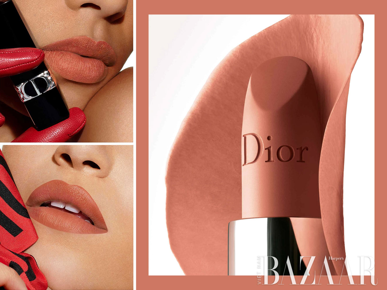 Son môi Dior Rouge 644 Blossom màu đỏ hồng chính hãng Pháp  PN92425