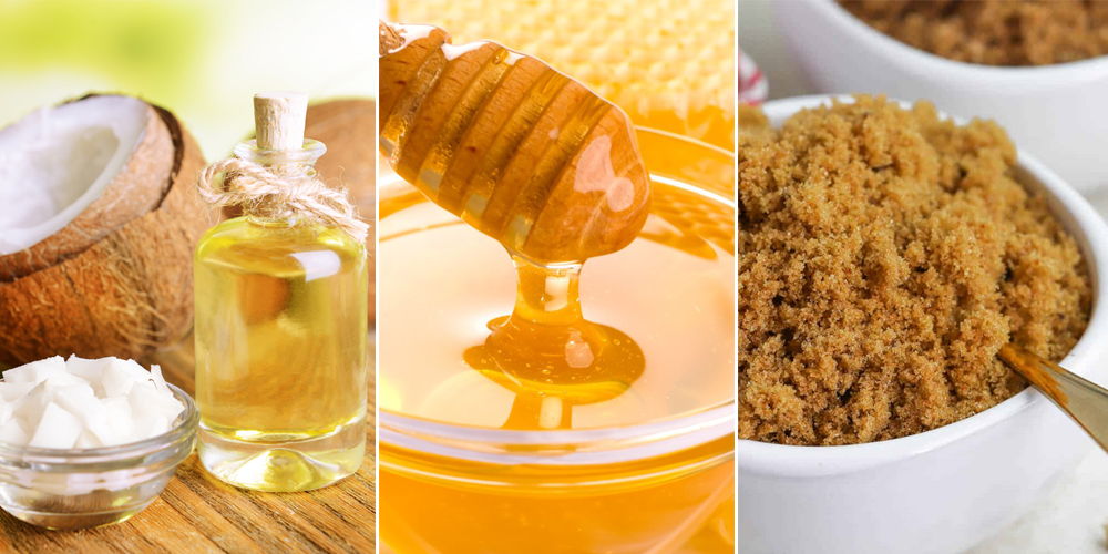 dưỡng môi bằng dầu dừa, đường nâu và mật ong